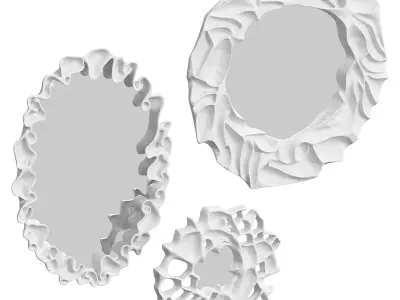 Organic gypseous round mirror - 3 models 3D model