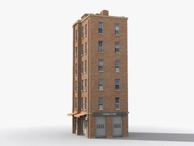 Apartment Building x22 Low-poly 3D model