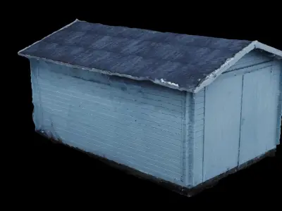 4K Realistic Wooden Blue Shed Photoscan Low-poly 3D model