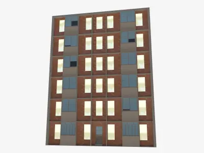 6 storey house Low-poly 3D model