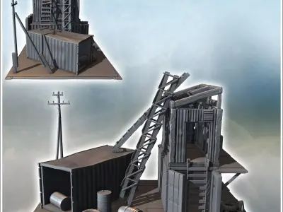 Reinforced structures made of stacked containers with metal ladd 3D print model