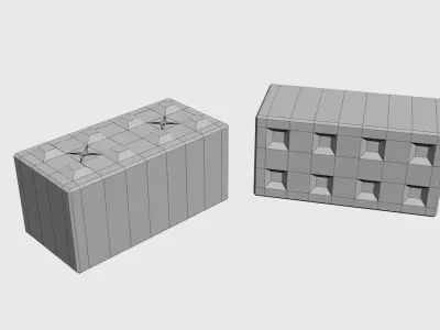 Modular concrete building blocks Low-poly 3D model