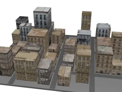 Building Pack Collection Low-poly 3D model