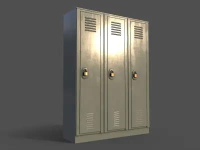 PBR School Gym Locker 01 - Pale Green Low-poly 3D model