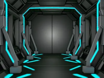 Sci Fi Corridor 3D model 5