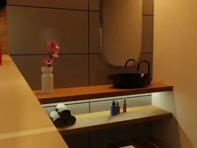 bathroom modern with wooden flooring Free 3D model