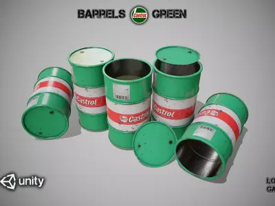 Barrels green new Low-poly 3D model