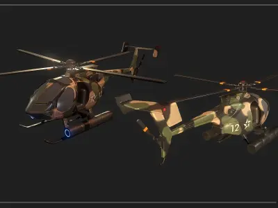 Military Helicopter Low-poly 3D model