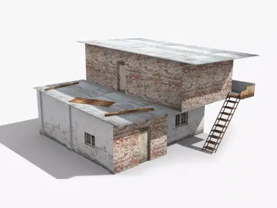 slum h brick house with ladder Low-poly 3D model