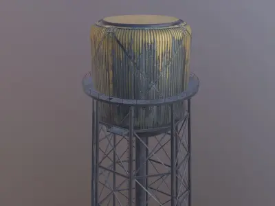 Farm Water Tower Low-poly 3D model