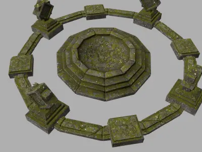 temple 3 stone circle with stones Low-poly 3D model