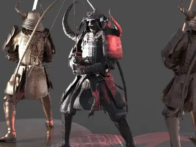 Arch Horned Demon samurai 2 versions 3D model