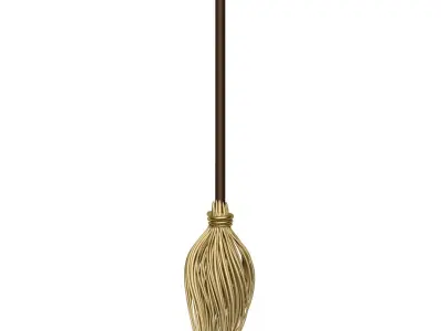 Broom with wooden handle 3D model