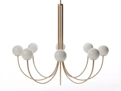 Caroline Wide 8-Light Chandelier - Brushed Gold and Etched Glass Low-poly 3D model