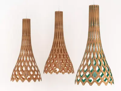 Nikau wooden lamp with design 3D model
