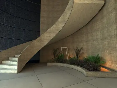 stairs staircase in modern building 3D model