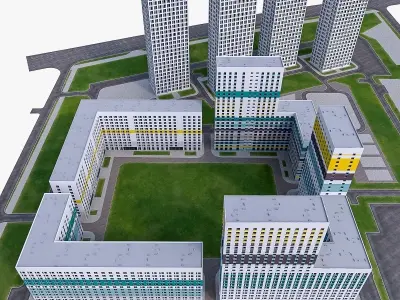 Residential Complex Buildings  Low-poly 3D model