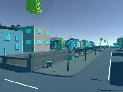 LOW POLY WORLD - SMALL CITY  Low-poly 3D model