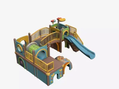 Train Style Kids Playground Outdoor Play Structure 01 3D model