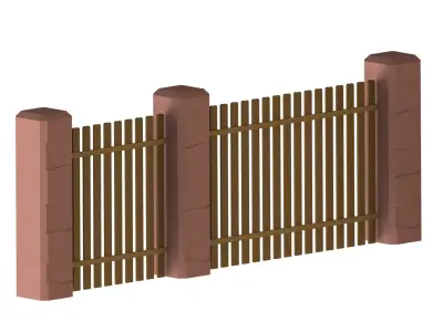 Ultimate Modular Fence Kit Wood and Pillars 3D model