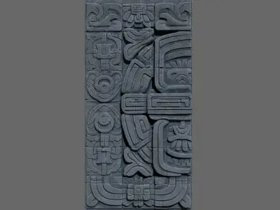 High poly Gray Mayan Temple Wall 230731 3D model