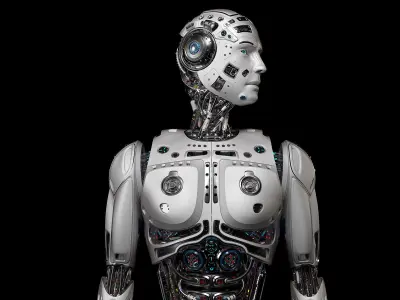 Futuristic Robot Man Rigged 3D model