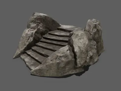 Stairs rock Low-poly 3D model 2