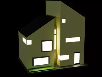Low Poly Modern House Low-poly 3D model
