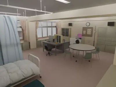 Japanese School Health Room 3D model