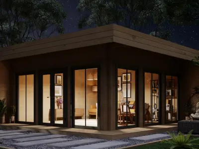 Wooden cabin 6x6 m 3D model