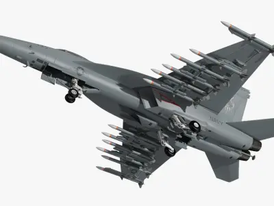  FA-18E Super Hornet with Weapons Rigged for Cinema 4D 