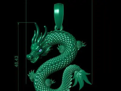 Dragon pendant with simple bail 3D print model
