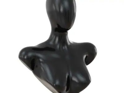 Female black bust on a metal stand 104 3D model
