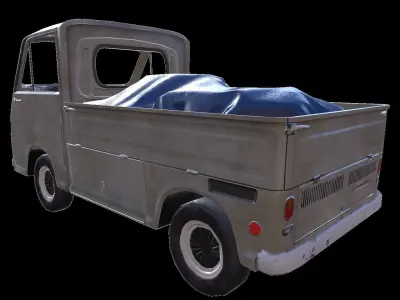 PBR Old Minitruck Lowpoly Low-poly 3D model