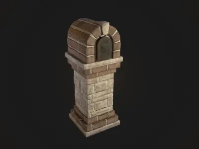 Brick Mailbox Low-poly 3D model