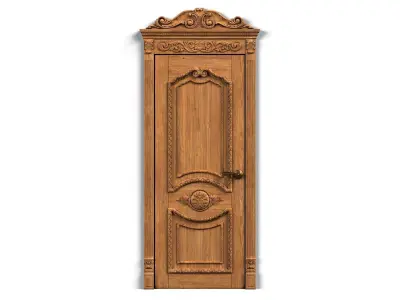 Door0002 wooden door with ornate carvings 3D model