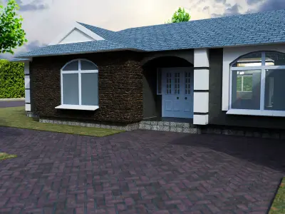 Modern House With Interior for Scenes and Animation Free low-poly 3D model