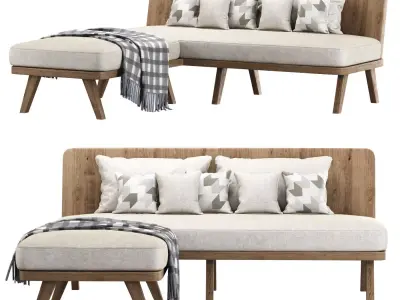 Alexa wooden corner loveseat  3D model