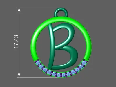 Initial Letter Pendant B 3D print model