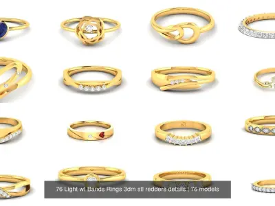 76 Light wt Bands Rings 3dm stl redders details 3D Model Pack