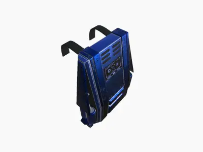 SciFi Backpack F06 Blue - Fashion Character Design Low-poly 3D model