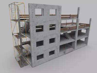 Building Construction Elements Low-poly 3D model