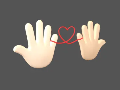 Hand with Red Line Icon v1 008 Low-poly 3D model