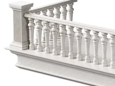 Classical Balcony With Marble Baluster Detailing 3D model