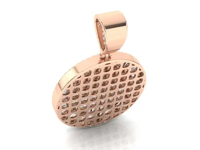 round baguette diamond pendant 3D print model