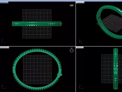Faceted Pyramid Closed Bangle Bracelet 3D print model