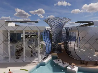 Futuristic Eco Complex  Farm  Restaurant AND Pool  3D model