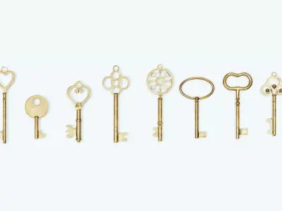 Collection of 10 warded keys 3D model