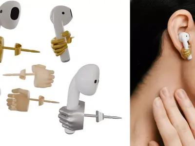 AirPods Grabber Earring - Functional Tech-Wear Jewelry  Low-poly 3D model