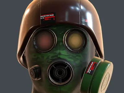 Gas mask helmet 3d model scifi Low-poly  Low-poly 3D model 211